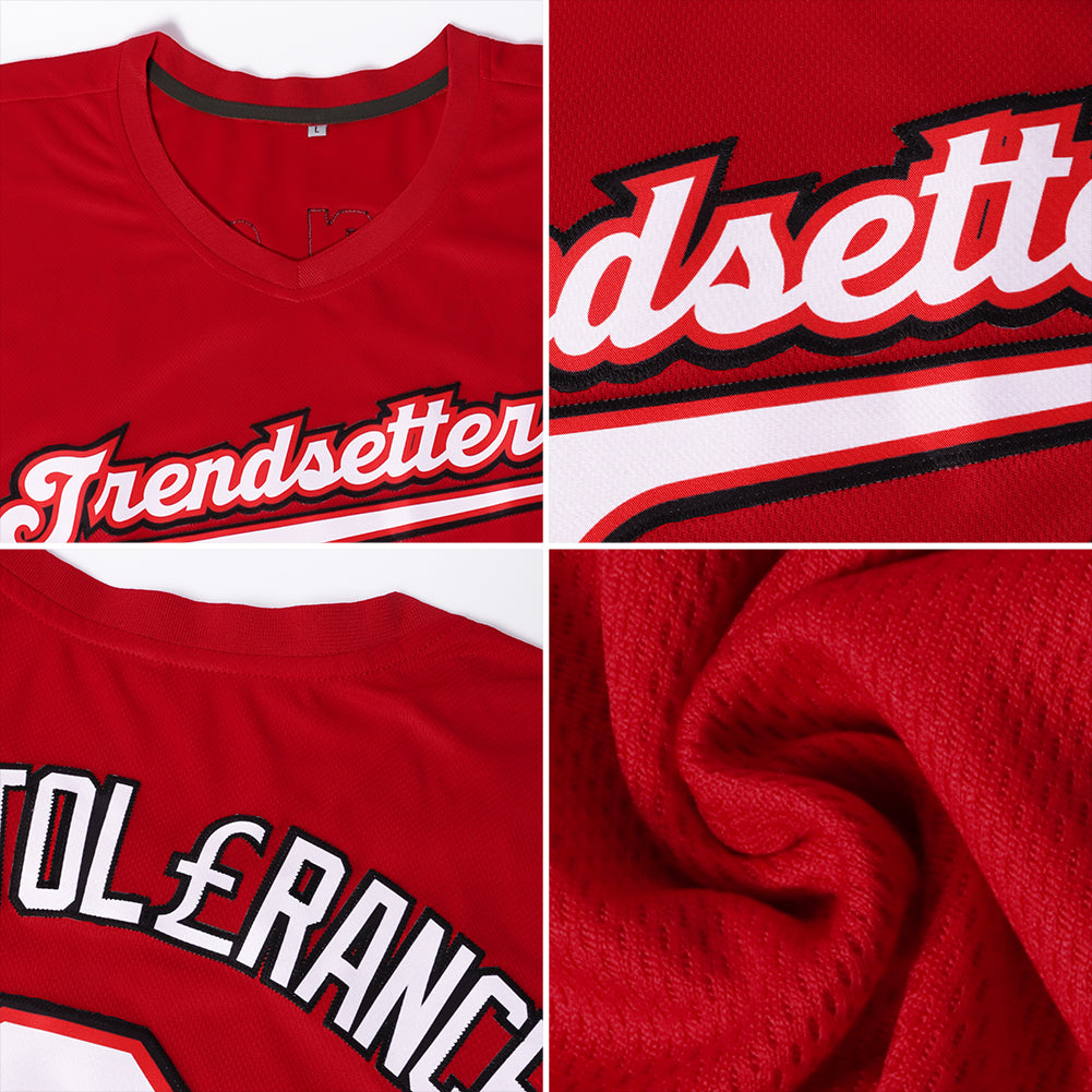Custom Red Red-Green Authentic Baseball Jersey view 6