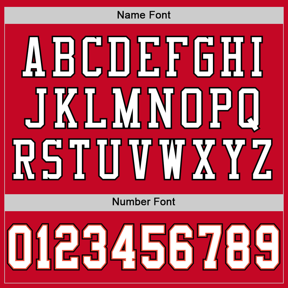 Custom Red White-Orange Mesh Authentic Throwback Football Jersey view 4