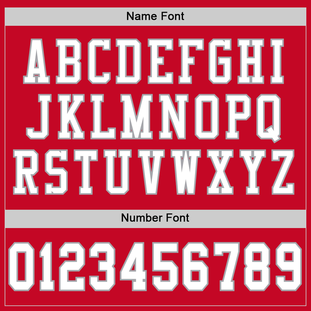 Custom Red White-Gray Mesh Authentic Throwback Football Jersey view 4