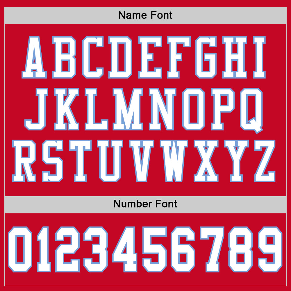 Custom Red White-Light Blue Mesh Authentic Throwback Football Jersey view 4