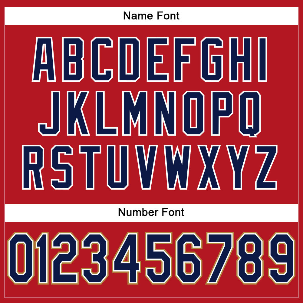 Custom Red Navy-Old Gold Mesh Authentic Football Jersey view 4