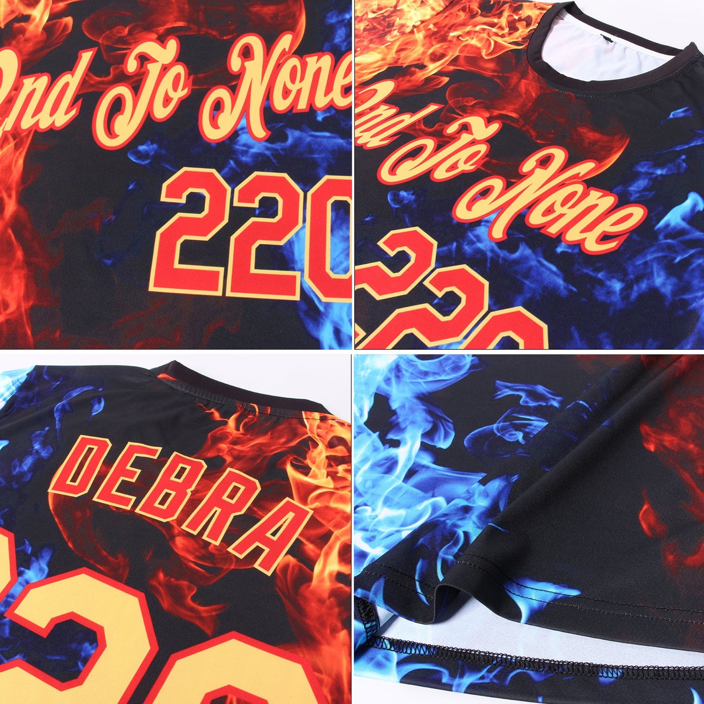 Custom Red Gold-Red 3D Pattern Design Flame Performance T-Shirt view 2