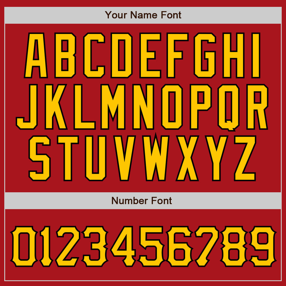Custom Red Gold Pinstripe Gold-Black Authentic Baseball Jersey view 4