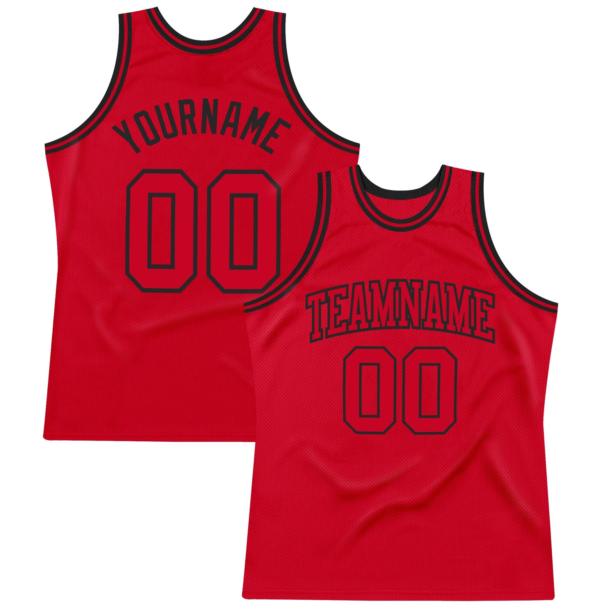 Custom Red Red-Black Authentic Throwback Basketball Jersey - Main View