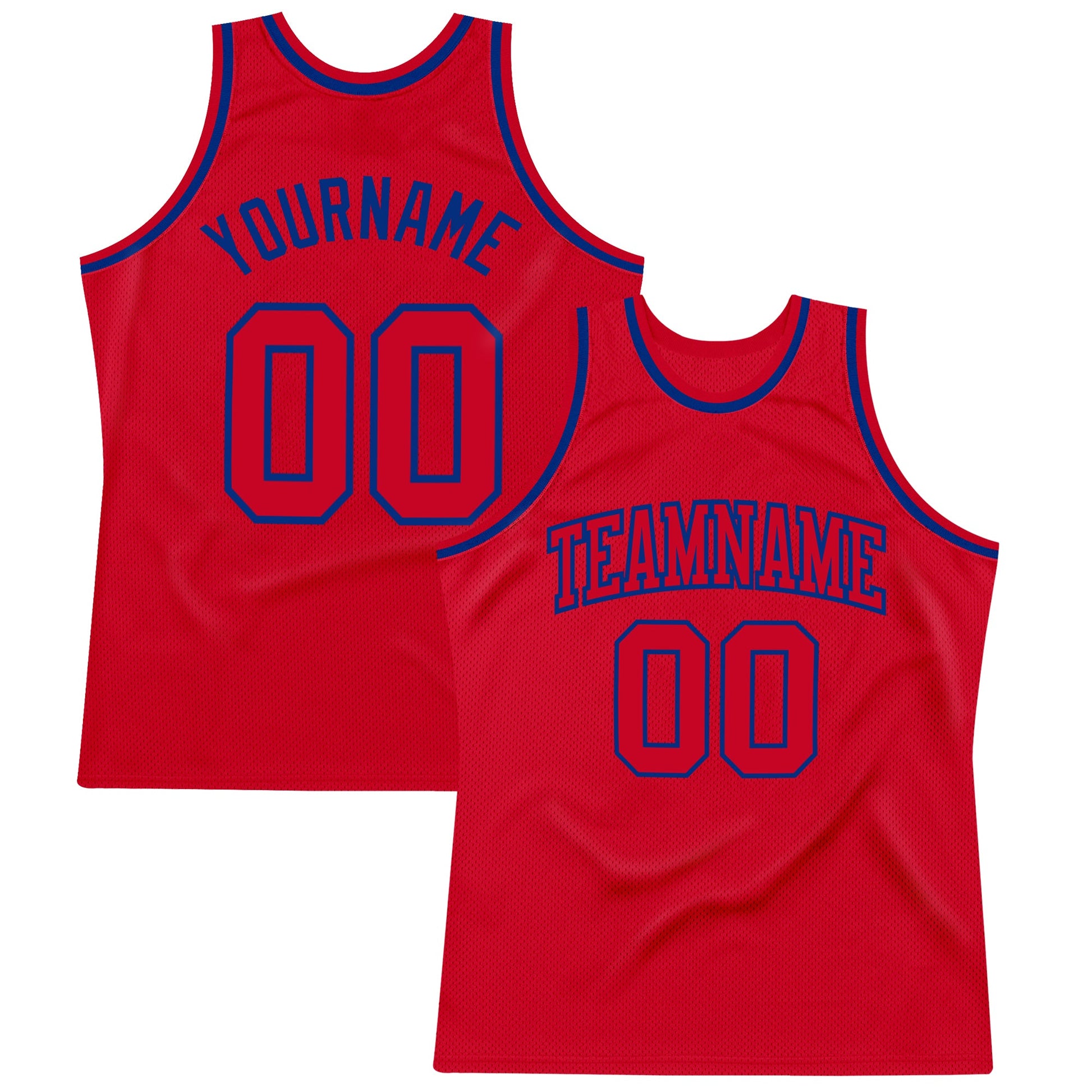 Custom Red Red-Royal Authentic Throwback Basketball Jersey - Main View