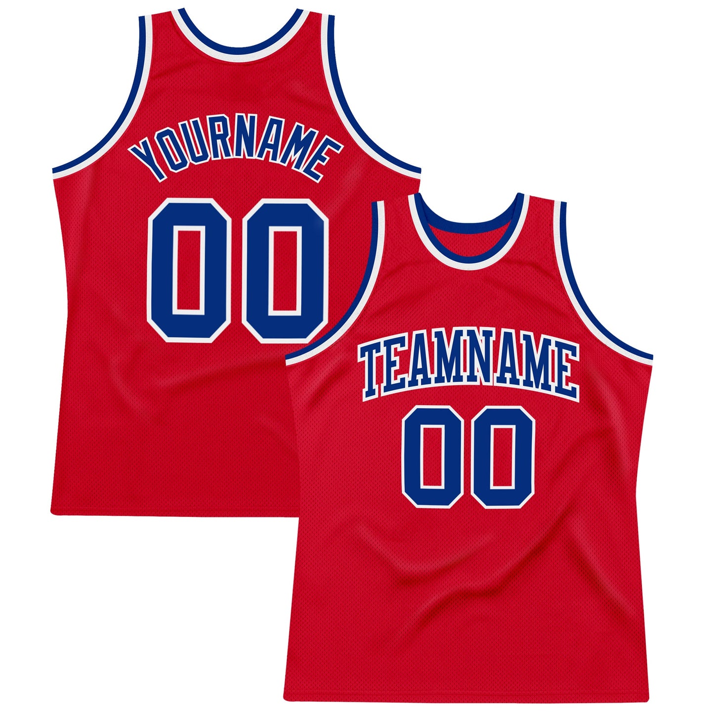 Custom Red Royal-White Authentic Throwback Basketball Jersey - Main View