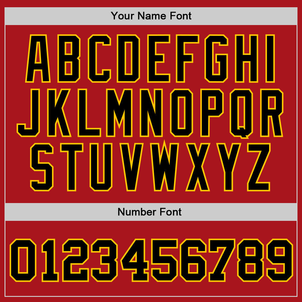 Custom Red Black-Gold Authentic Throwback Basketball Jersey view 3