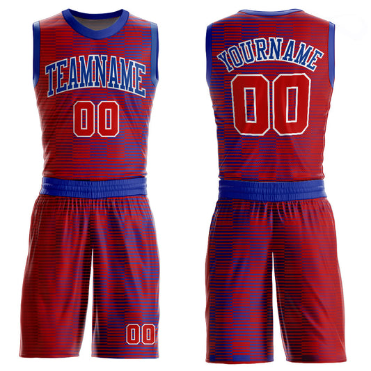 Custom Red Red-Royal Round Neck Sublimation Basketball Uniform Jersey - Main View