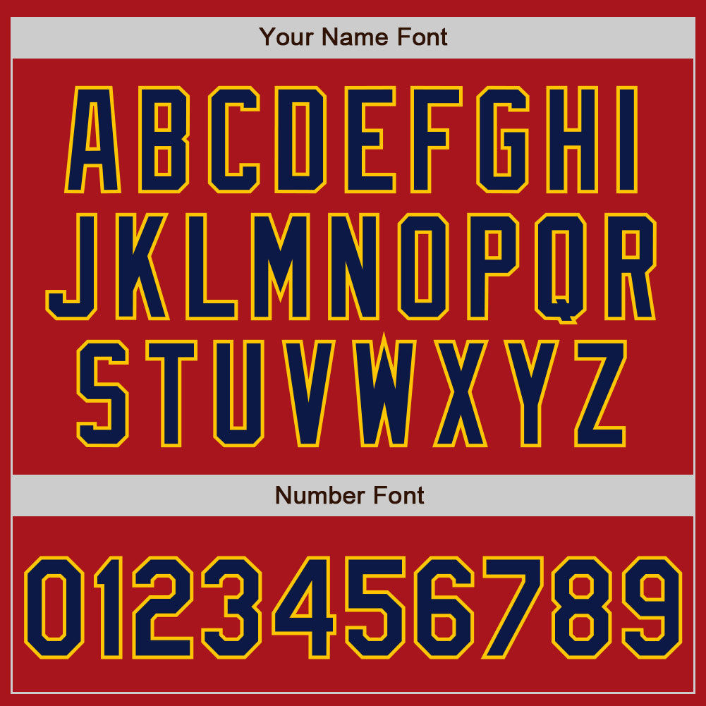 Custom Red Navy-Gold Authentic Baseball Jersey view 5