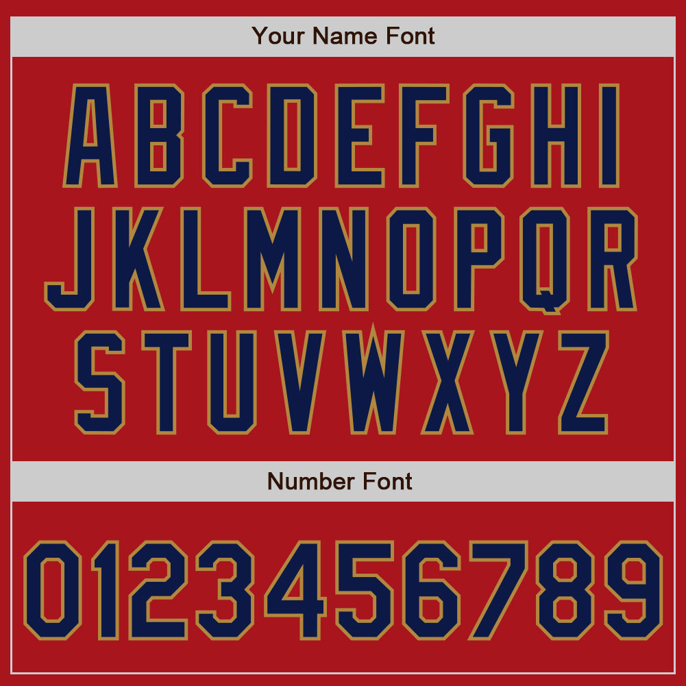 Custom Red Navy-Old Gold Authentic Baseball Jersey view 5