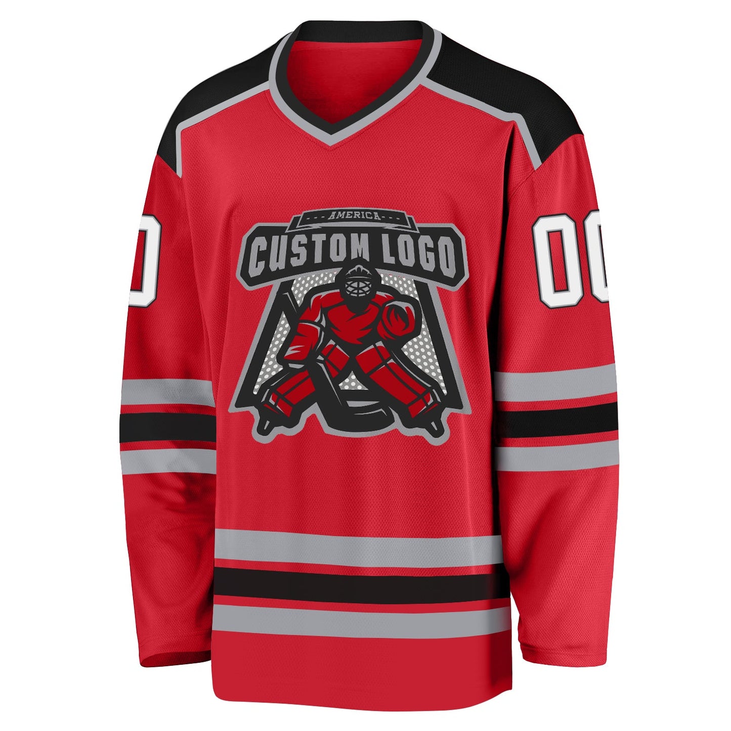 Custom Red White-Black Hockey Jersey view 2