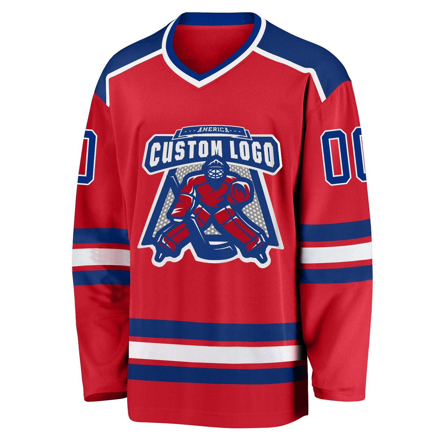 Custom Red Royal-White Hockey Jersey view 2