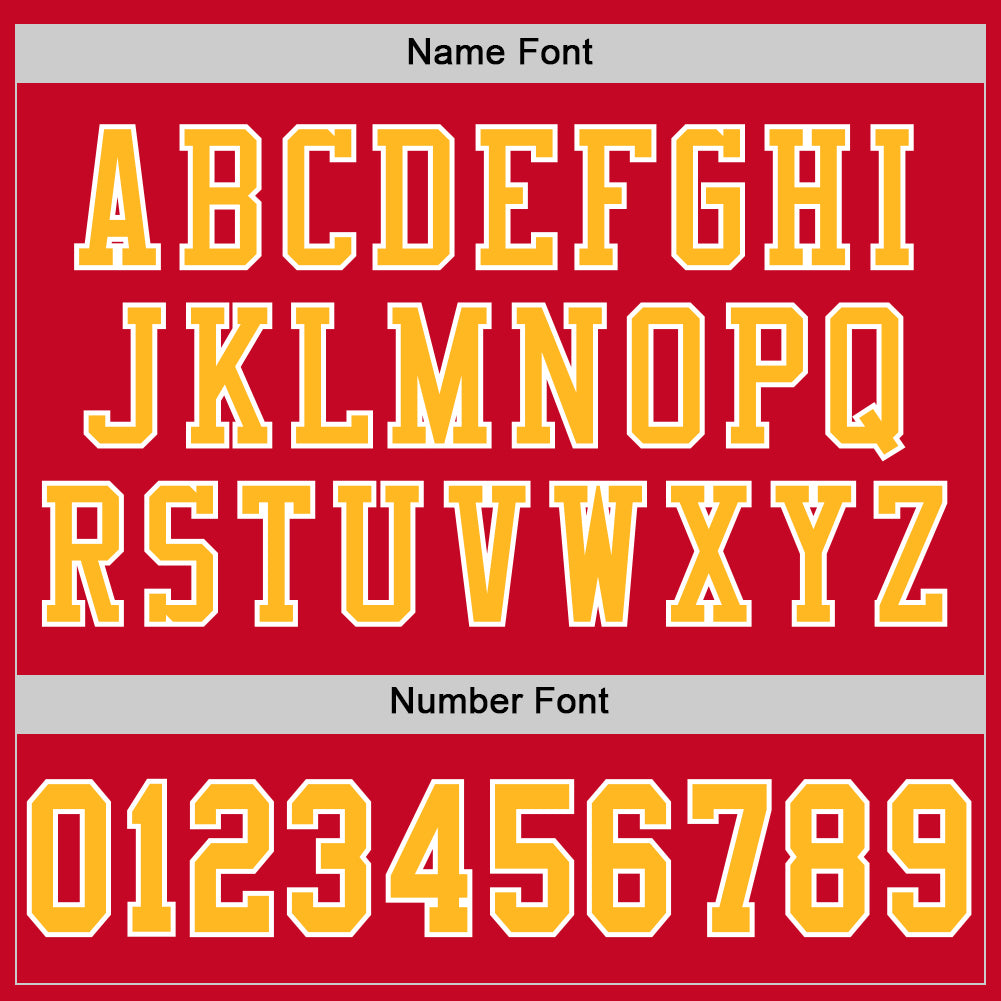 Custom Red Gold-White Mesh Authentic Football Jersey view 4
