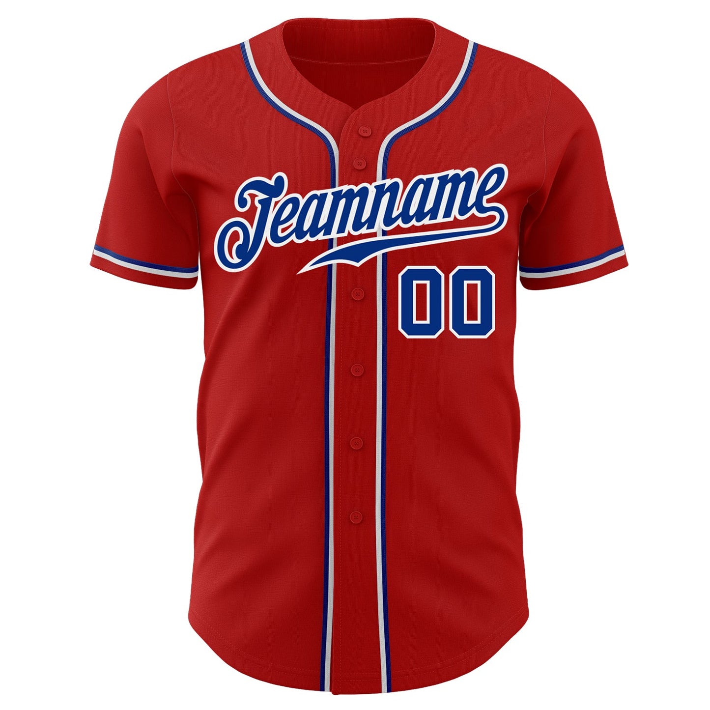 Custom Red Royal-White Authentic Baseball Jersey view 2