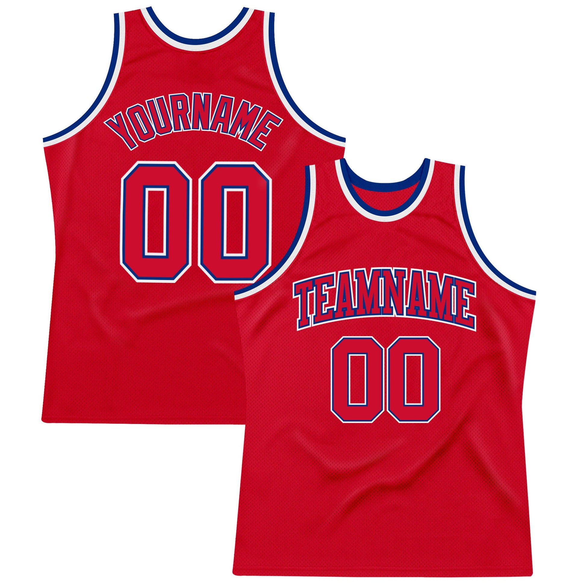 Custom Red Red-Royal Authentic Throwback Basketball Jersey - Main View