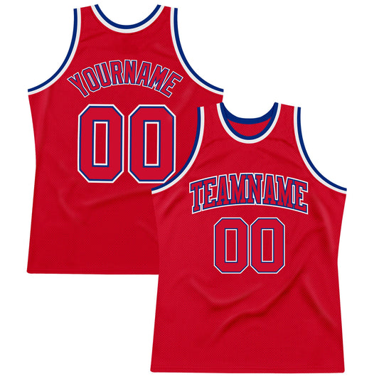Custom Red Red-Royal Authentic Throwback Basketball Jersey - Main View