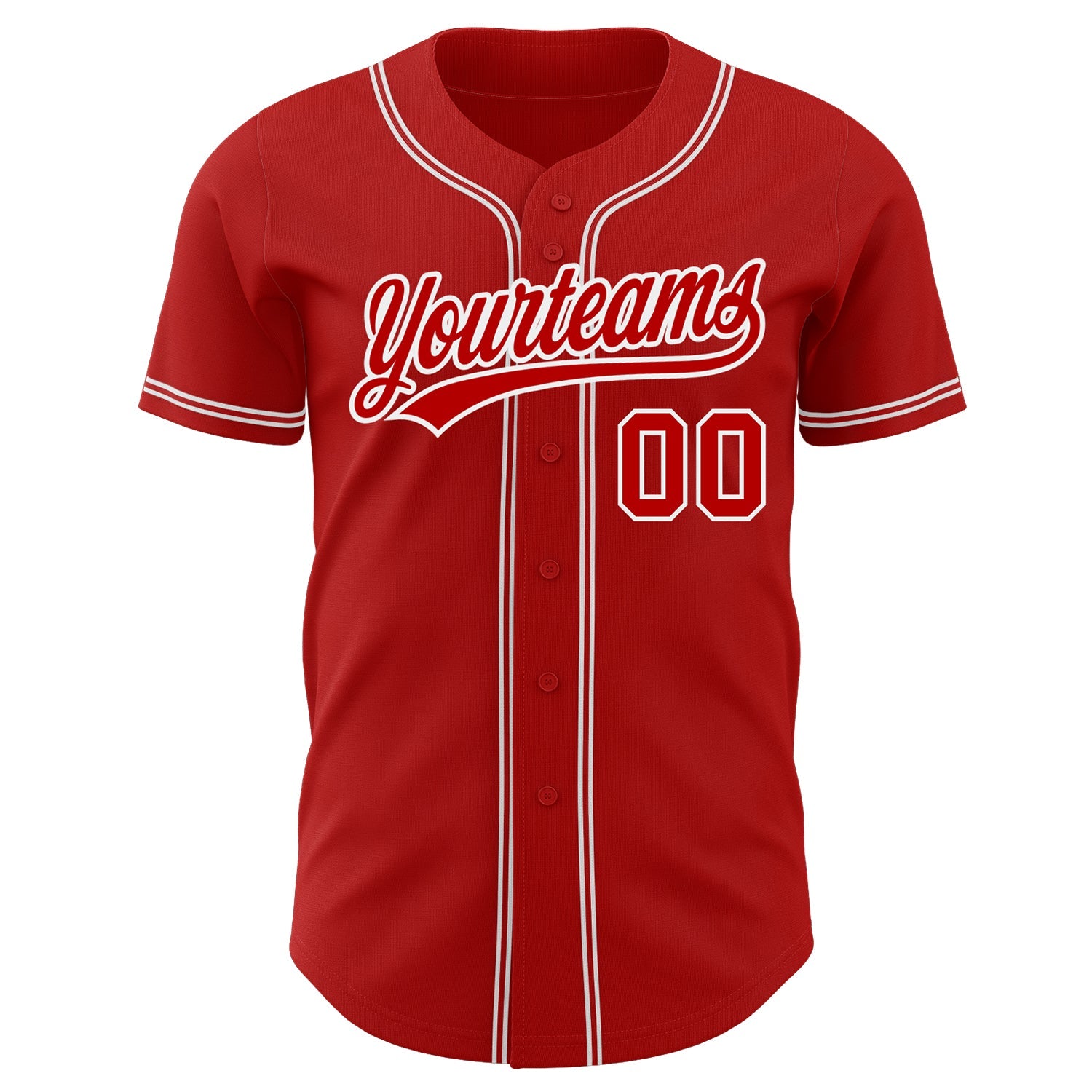 Custom Red Red-White Authentic Baseball Jersey view 2