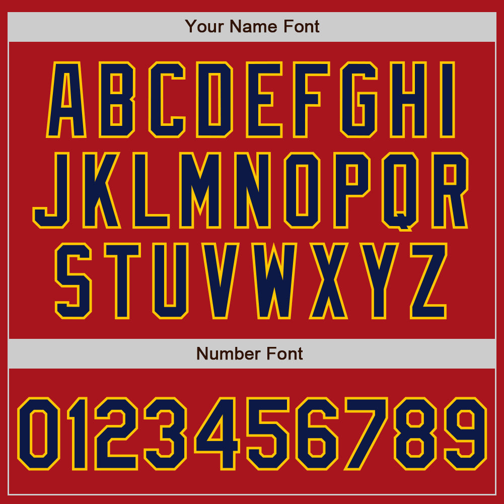 Custom Red Navy-Gold Authentic Baseball Jersey view 5