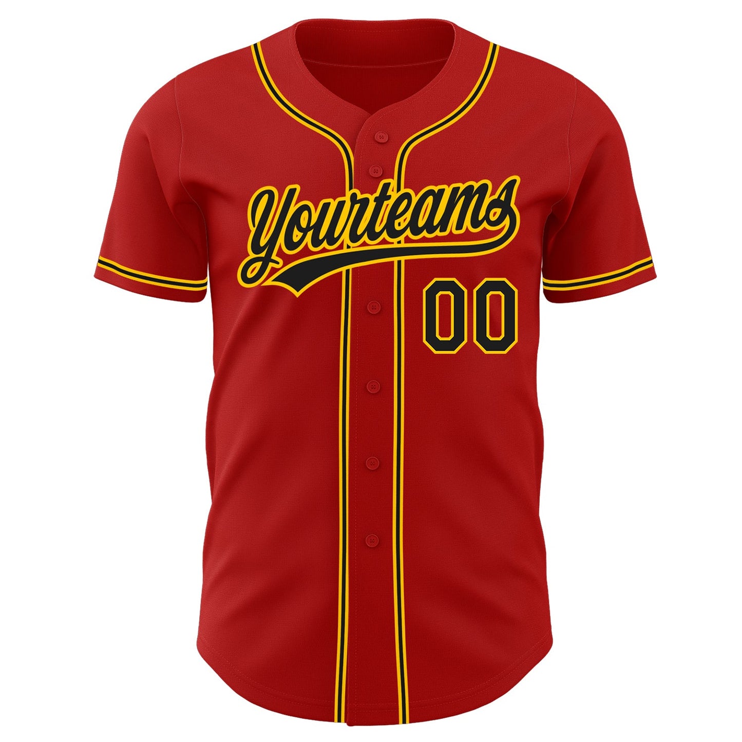 Custom Red Black-Gold Authentic Baseball Jersey view 2