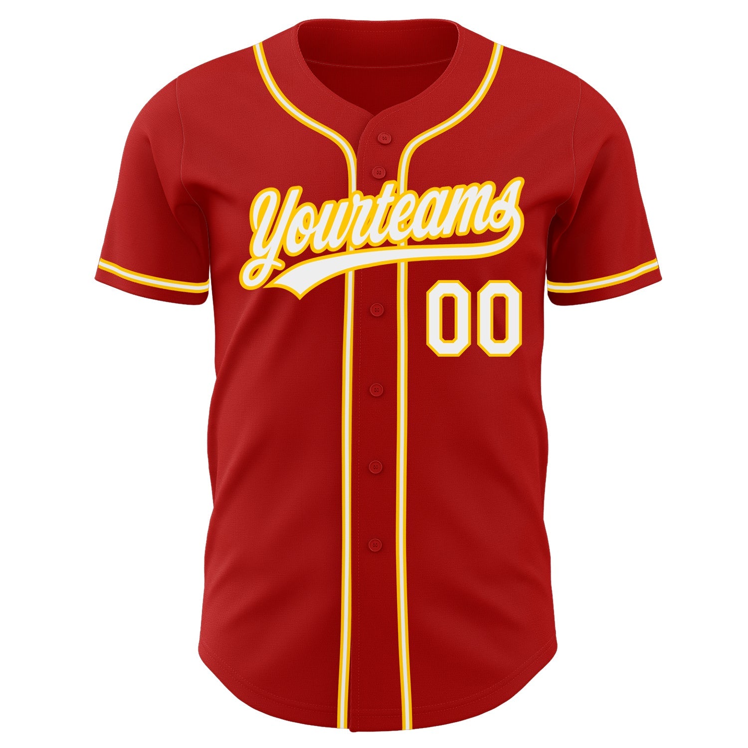 Custom Red White-Gold Authentic Baseball Jersey view 2