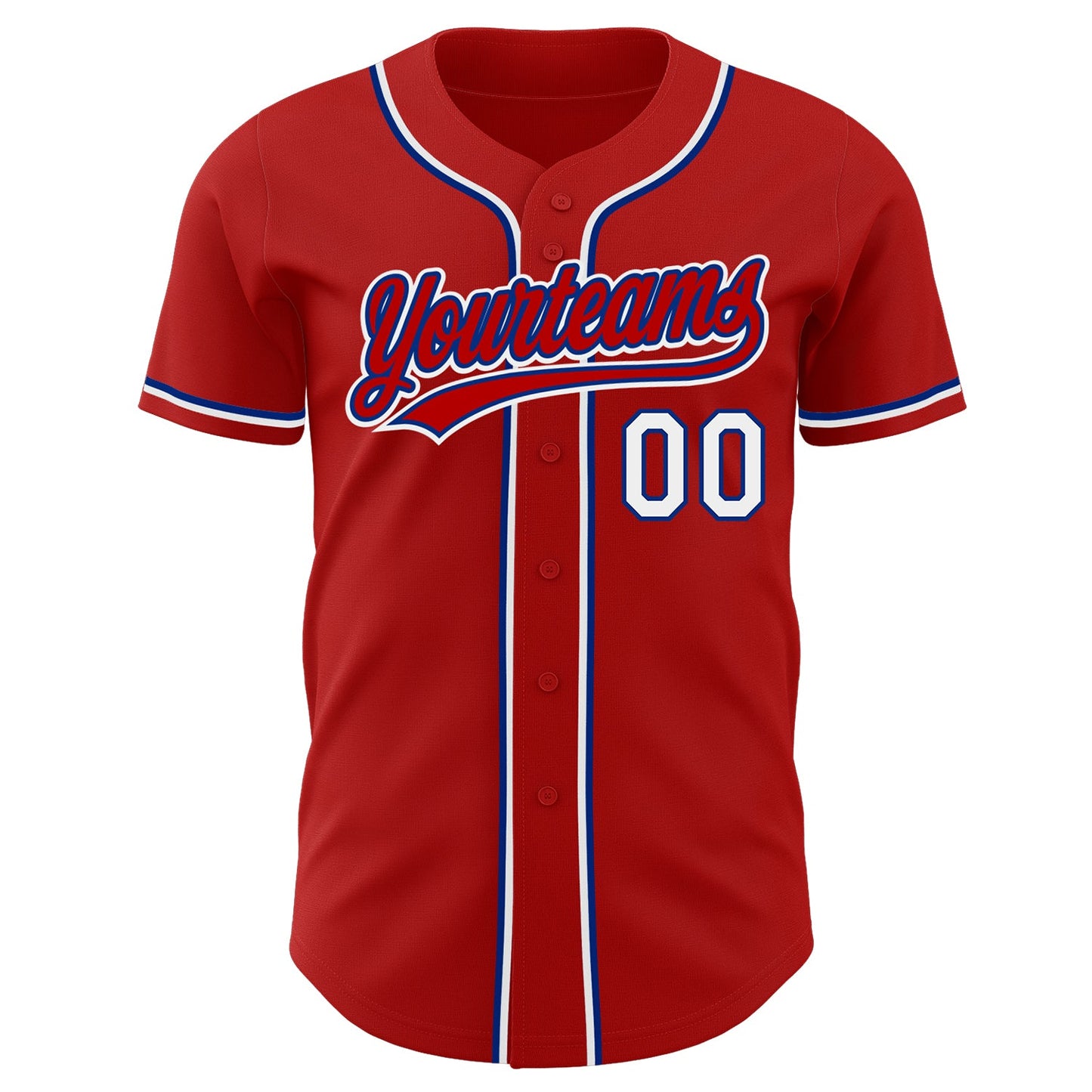 Custom Red White-Royal Authentic Baseball Jersey view 2