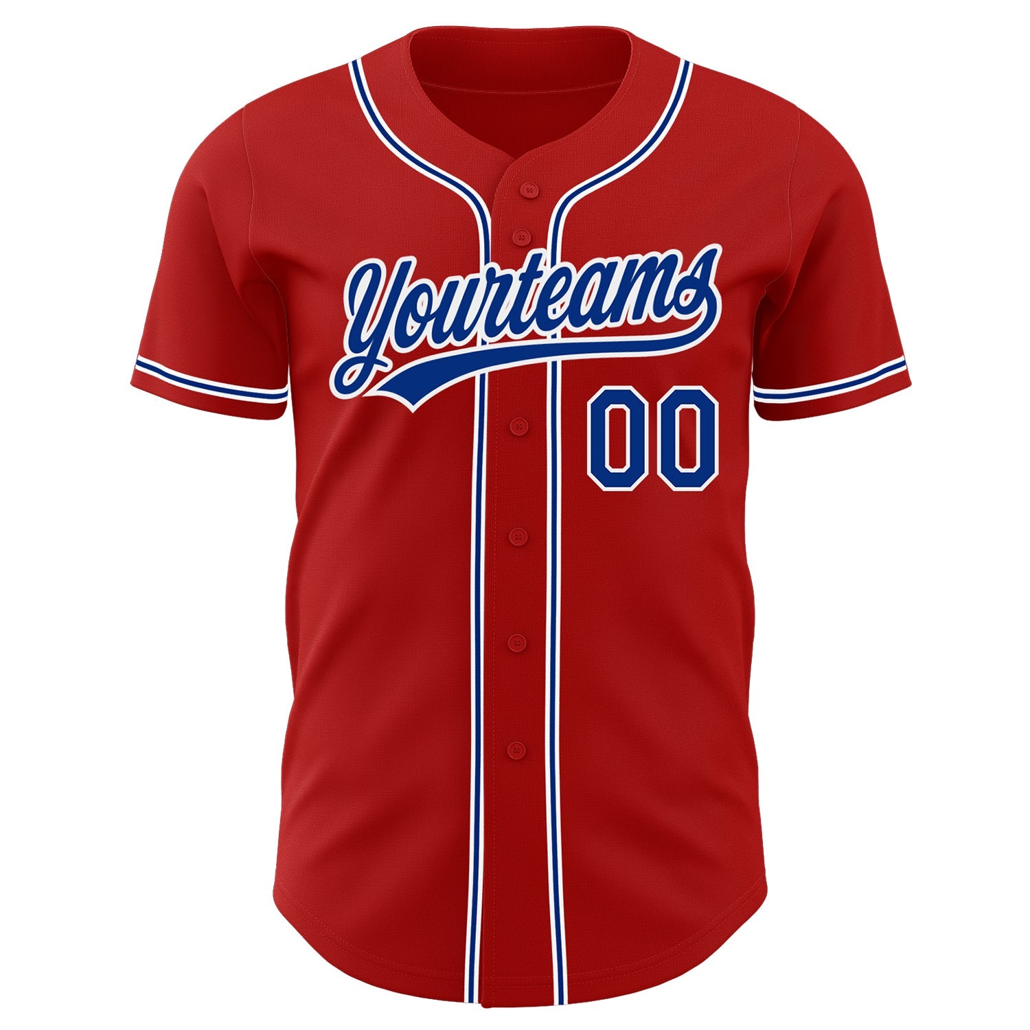 Custom Red Royal-White Authentic Baseball Jersey view 2