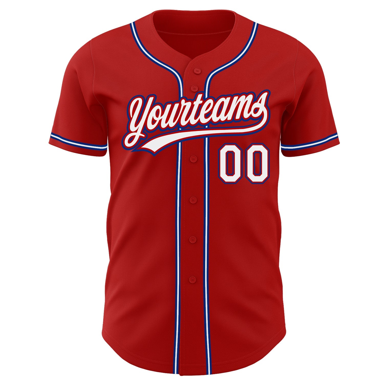 Custom Red White-Royal Authentic Baseball Jersey view 2