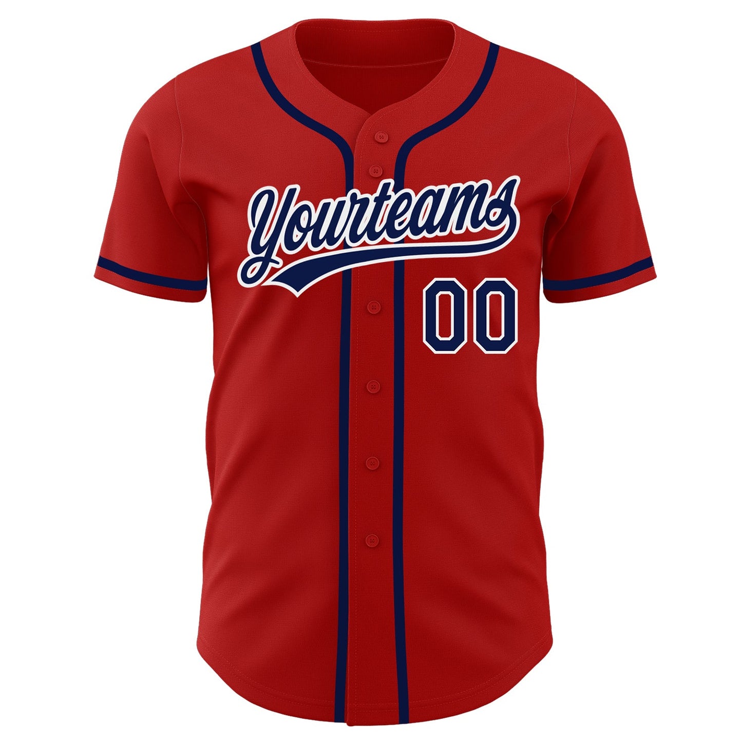 Custom Red Navy-White Authentic Baseball Jersey view 2