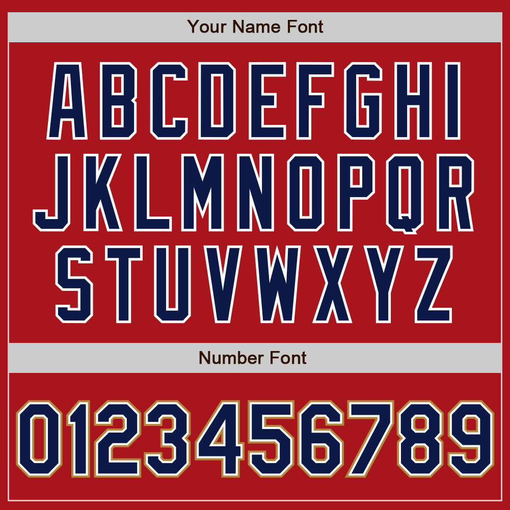 Custom Red Navy-Old Gold Authentic Baseball Jersey view 5