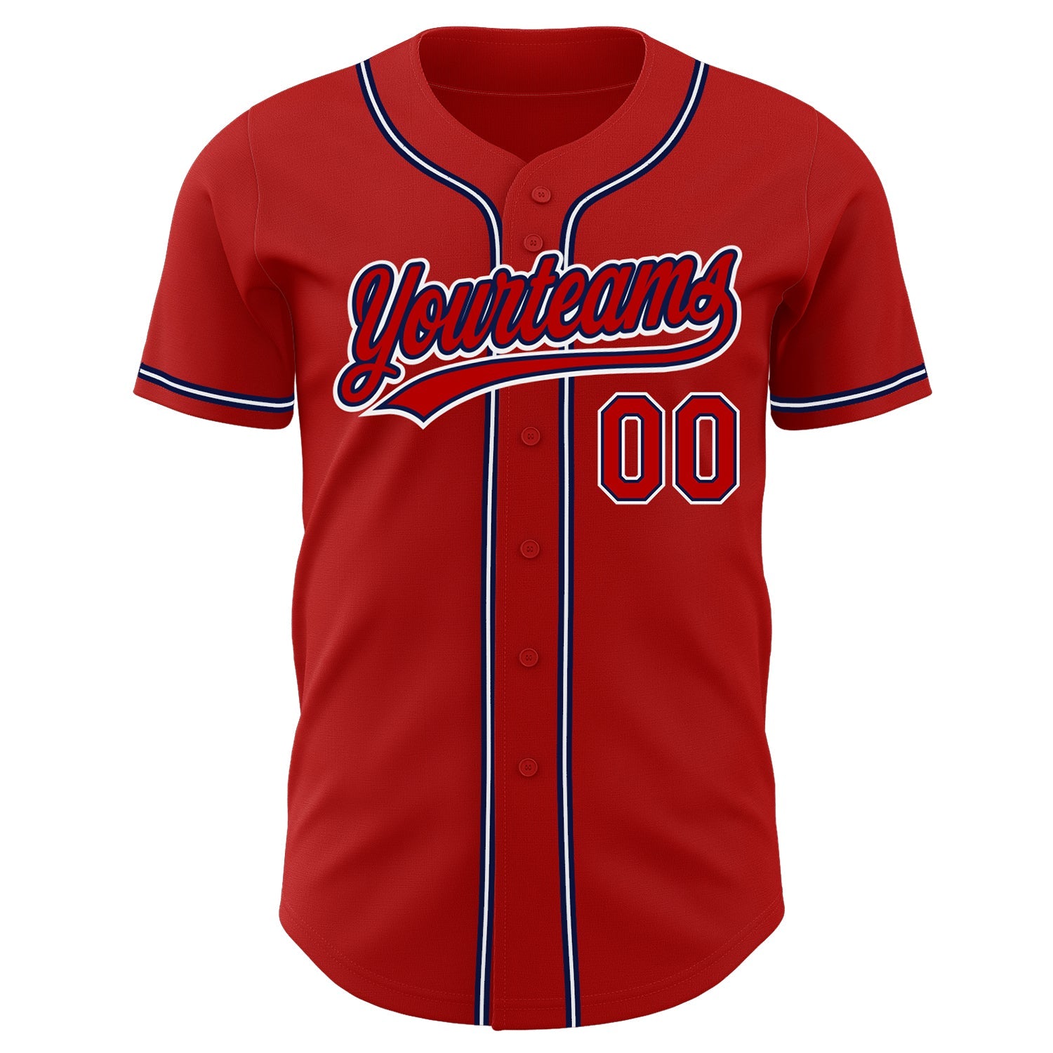 Custom Red Red-Navy Authentic Baseball Jersey view 2