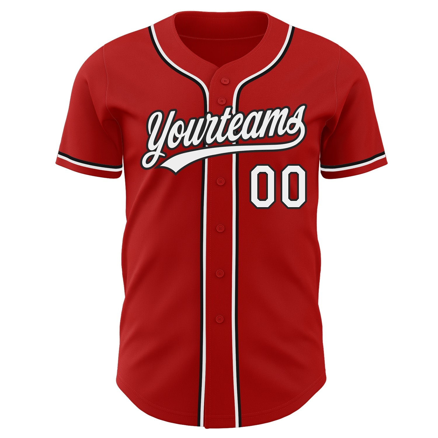 Custom Red White-Black Authentic Baseball Jersey view 2
