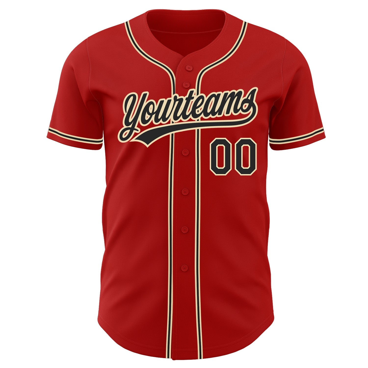 Custom Red Black-City Cream Authentic Baseball Jersey view 2