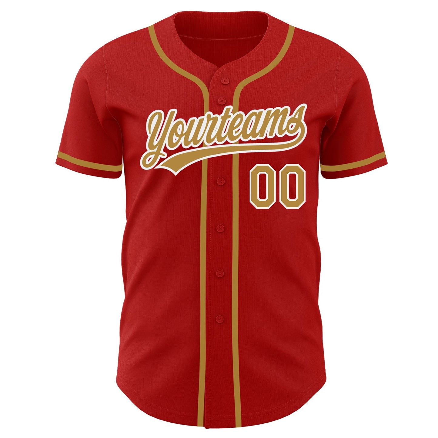 Custom Red Old Gold-White Authentic Baseball Jersey view 2