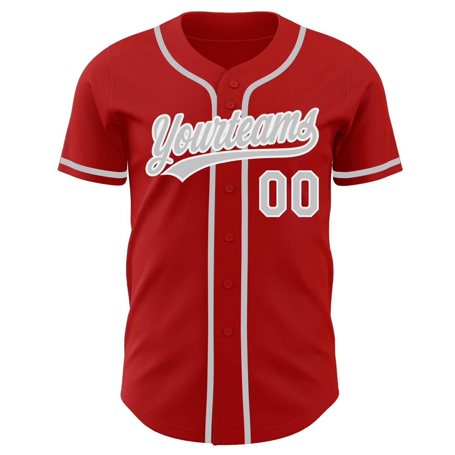 Custom Red Gray-White Authentic Baseball Jersey view 2