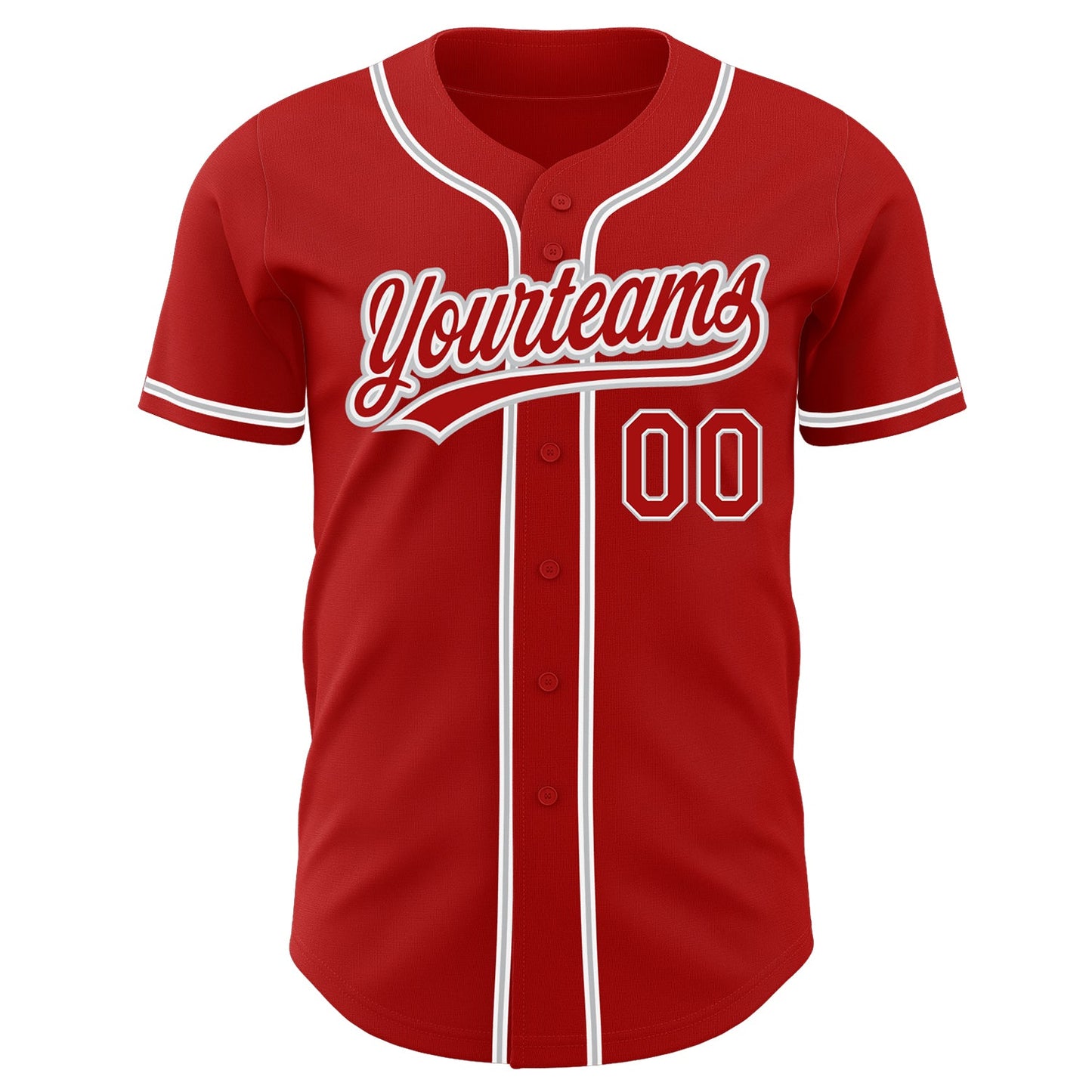 Custom Red Red-Gray Authentic Baseball Jersey view 2