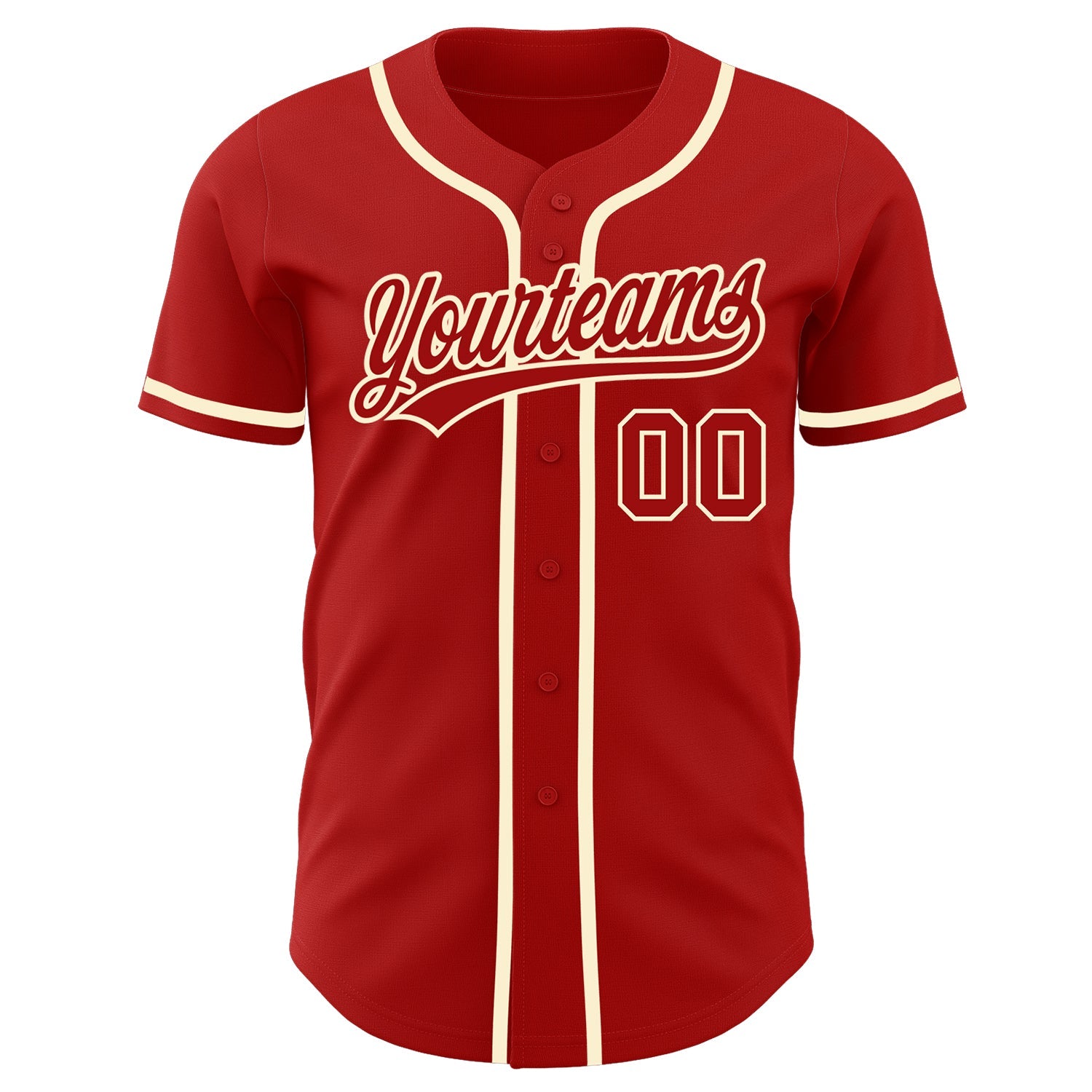 Custom Red Red-Cream Authentic Baseball Jersey view 2