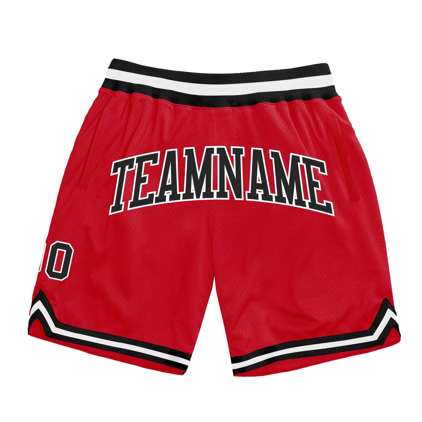 Custom Red Black-White Authentic Throwback Basketball Shorts - Main View