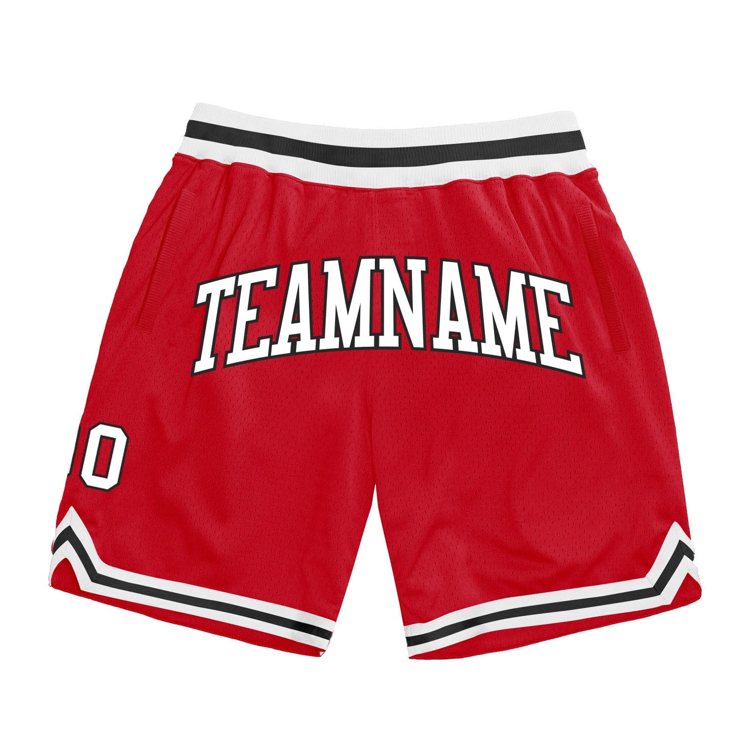 Custom Red White-Black Authentic Throwback Basketball Shorts - Main View