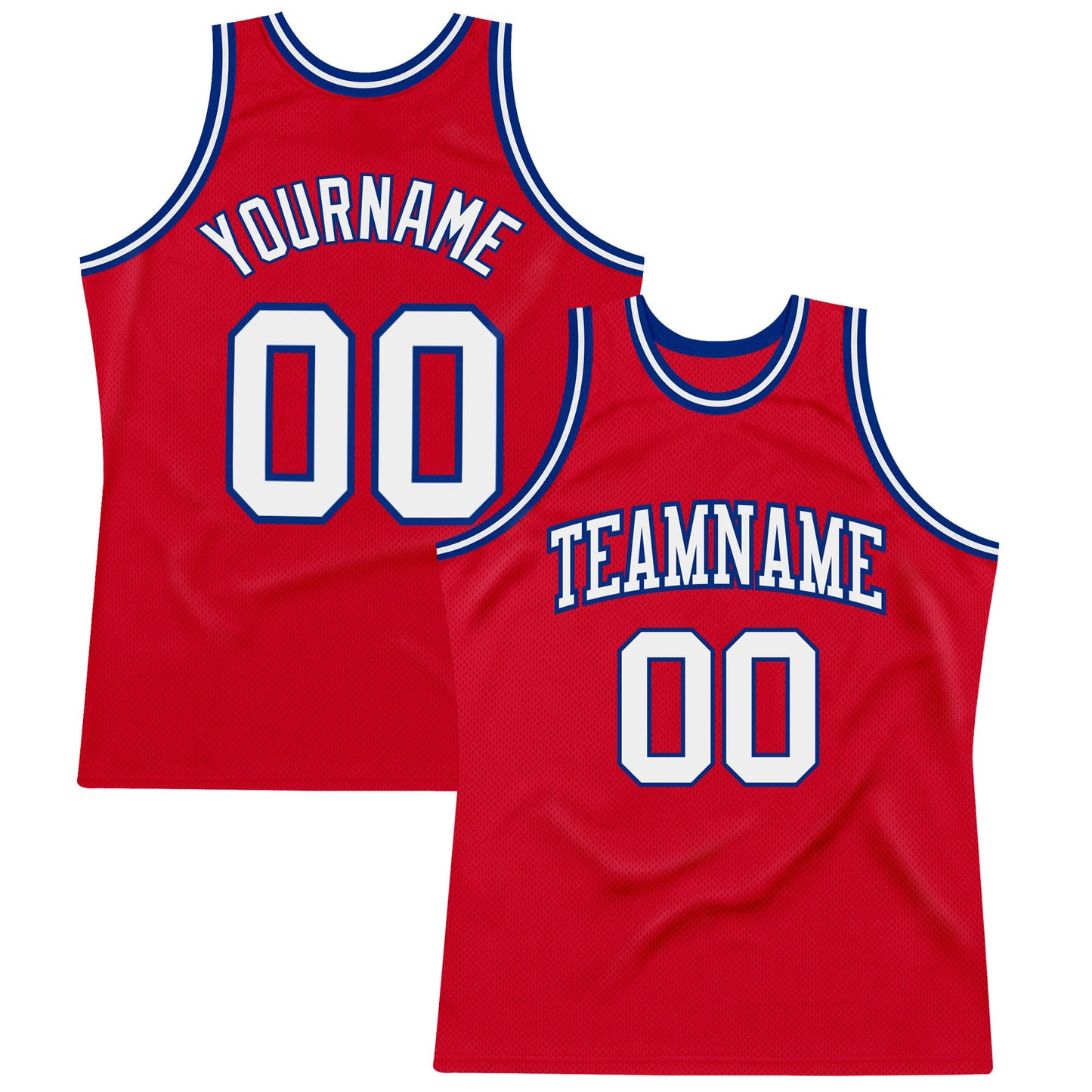 Custom Red White-Royal Authentic Throwback Basketball Jersey - Main View