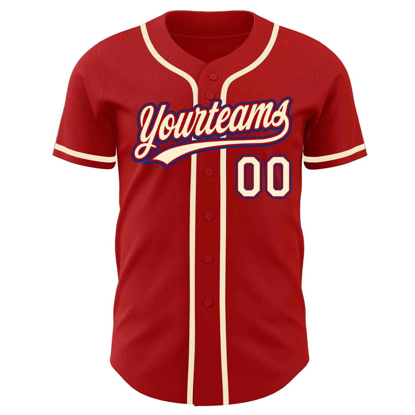 Custom Red Cream-Royal Authentic Baseball Jersey view 2