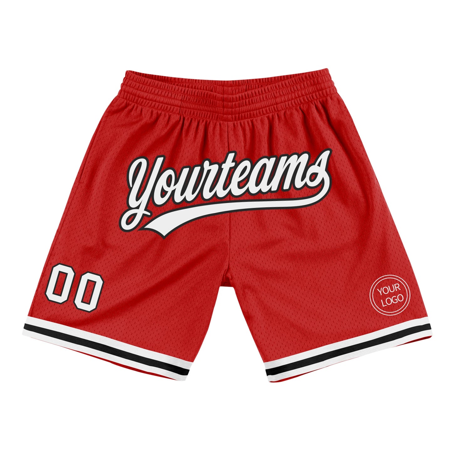 Custom Red White-Black Authentic Throwback Basketball Shorts - Main View