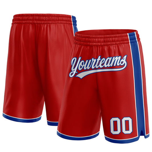 Custom Red White-Royal Authentic Basketball Shorts - Main View