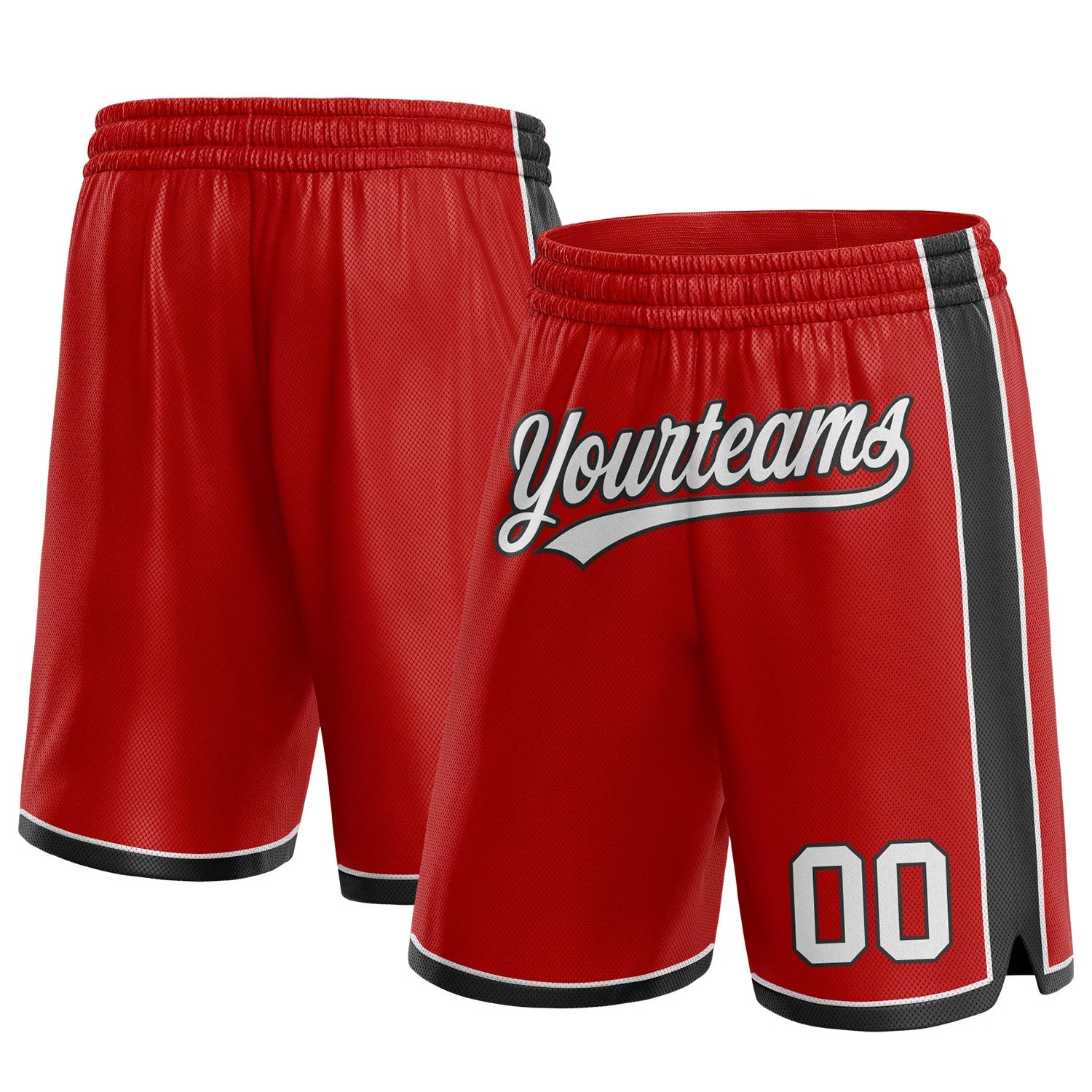 Custom Red White-Black Authentic Basketball Shorts - Main View