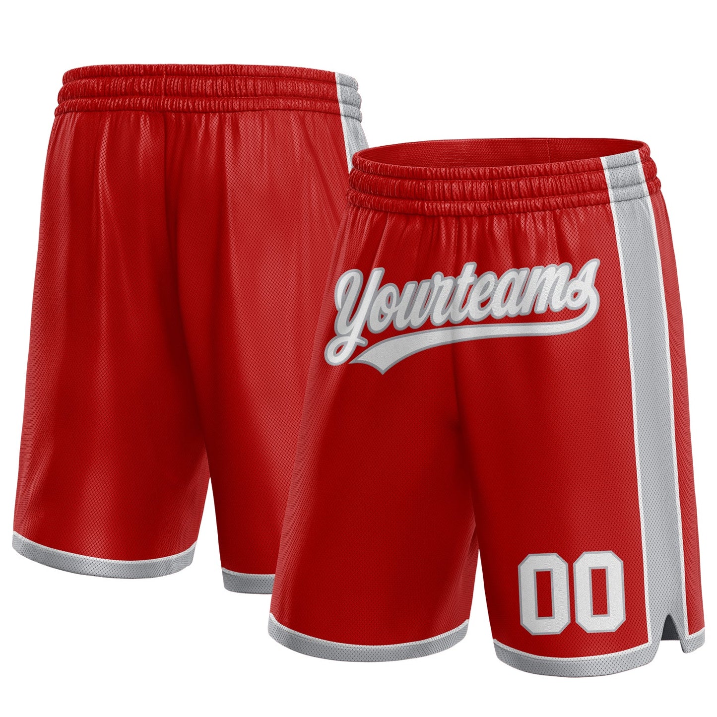 Custom Red White-Gray Authentic Basketball Shorts - Main View