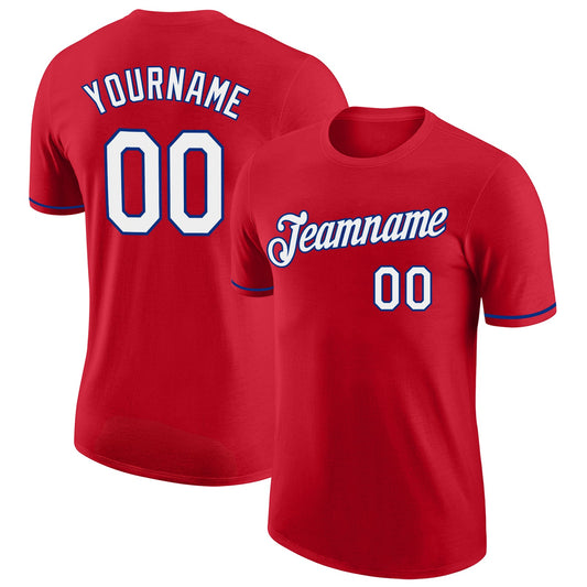 Custom Red White-Royal Performance T-Shirt - Main View