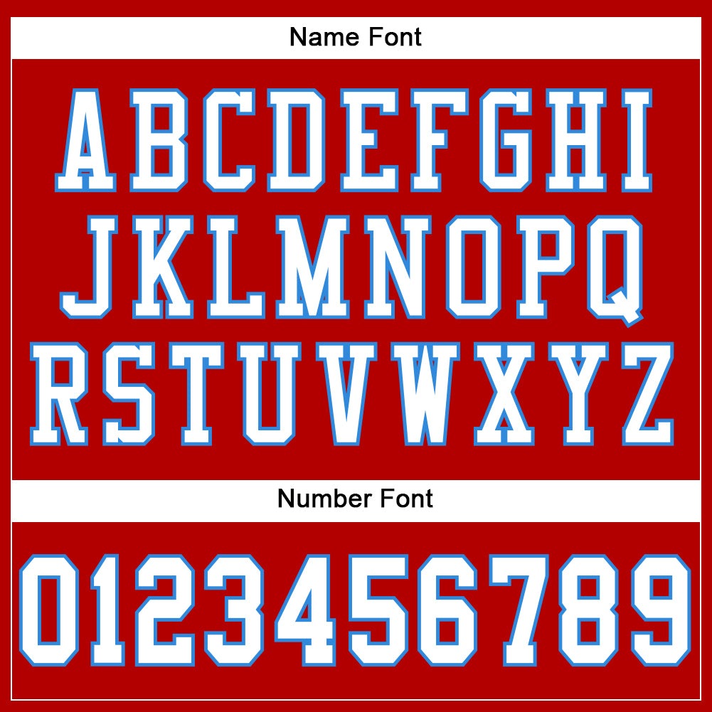 Custom Red White-Powder Blue Mesh Authentic Football Jersey view 4