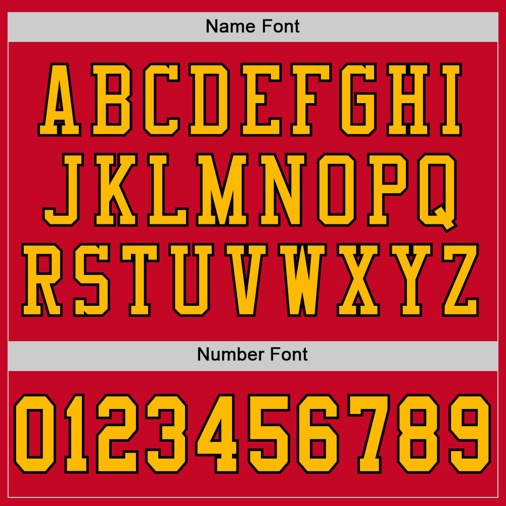 Custom Red Gold-Black Mesh Authentic Football Jersey view 4
