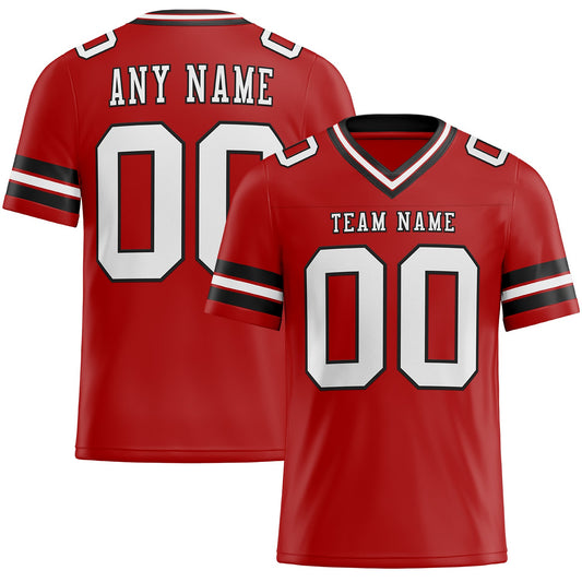 Custom Red White-Black Authentic Football Jersey - Main View