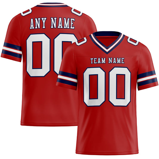 Custom Red White-Navy Authentic Football Jersey - Main View