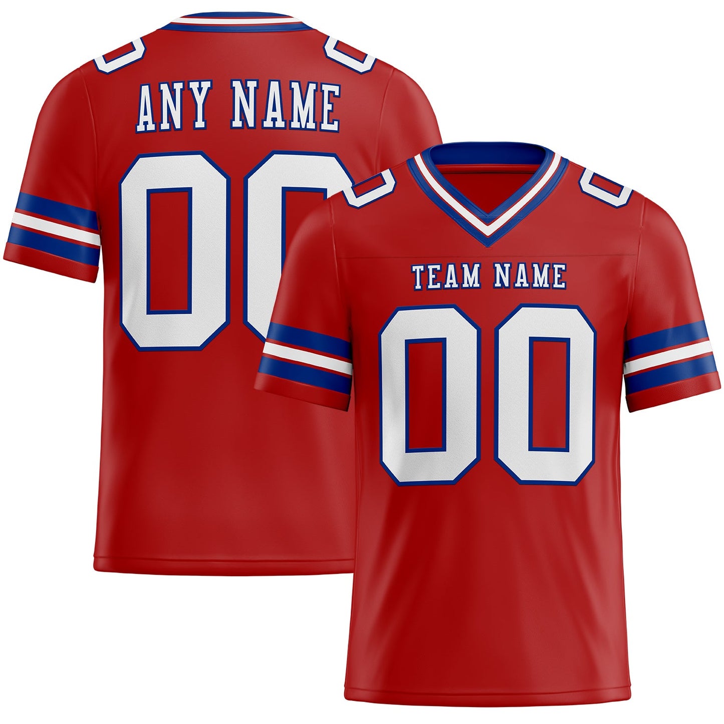 Custom Red White-Royal Authentic Football Jersey - Main View